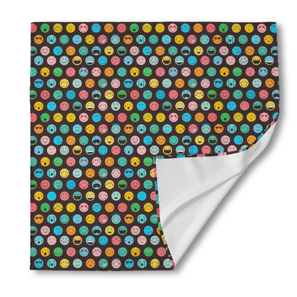 Colorful Emoji Faces Pattern Print Silk Bandana