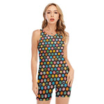 Colorful Emoji Faces Pattern Print Sleeveless One Piece Swimsuit