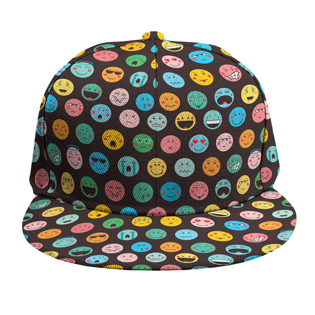 Colorful Emoji Faces Pattern Print Snapback Cap