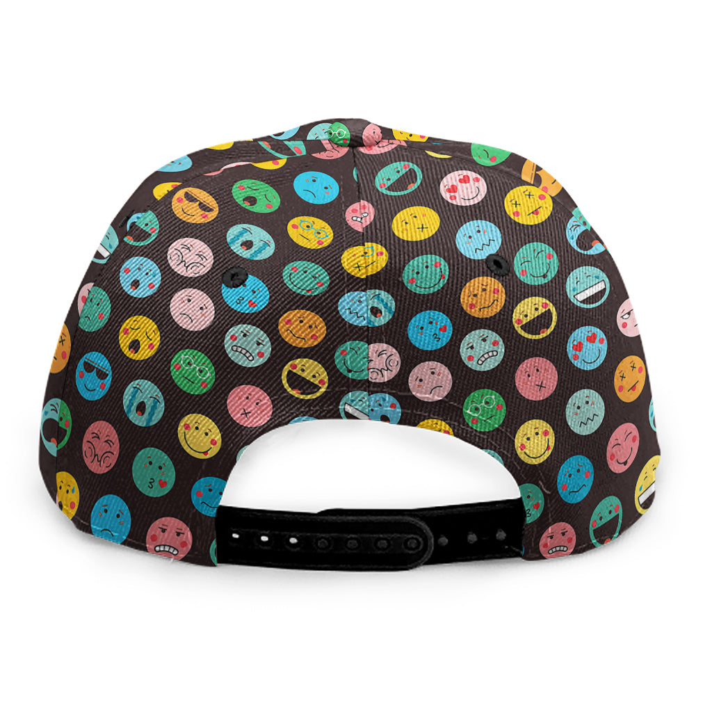 Colorful Emoji Faces Pattern Print Snapback Cap