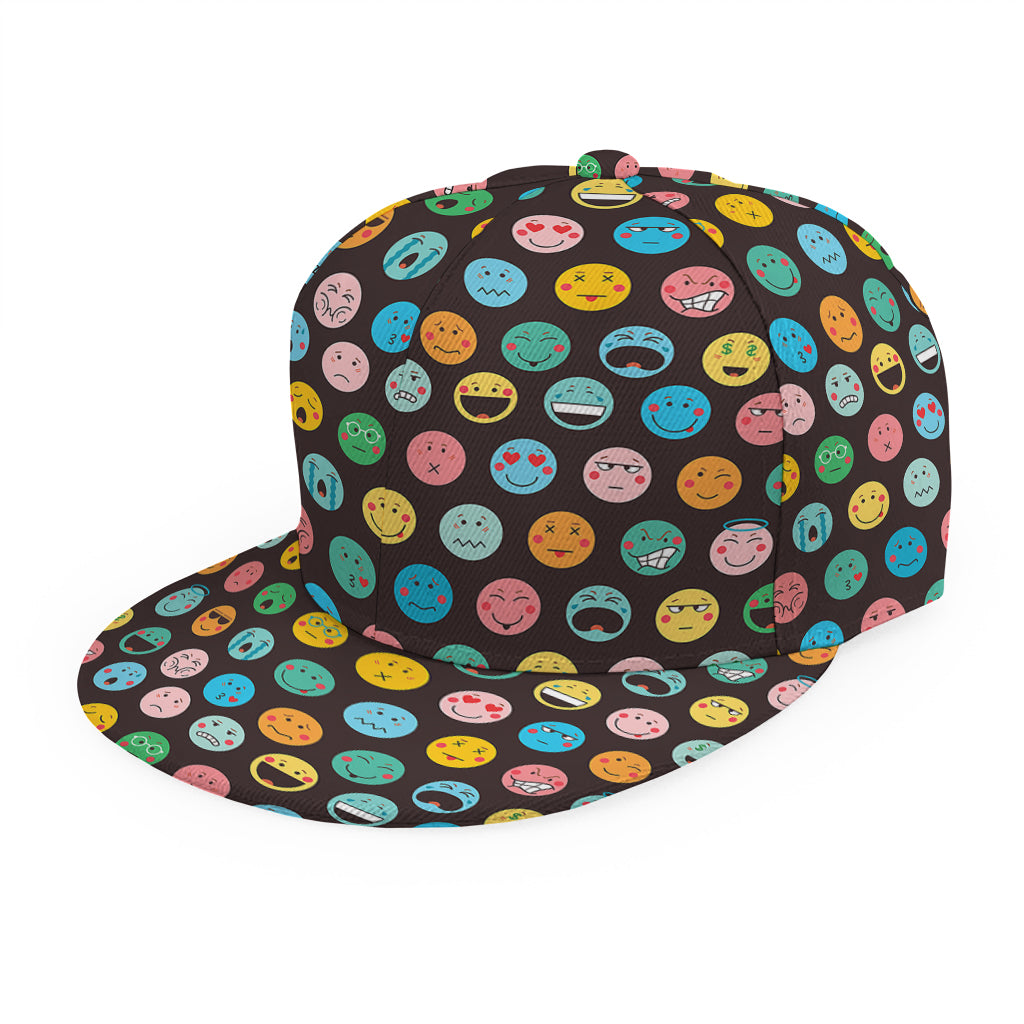 Colorful Emoji Faces Pattern Print Snapback Cap