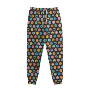 Colorful Emoji Faces Pattern Print Sweatpants