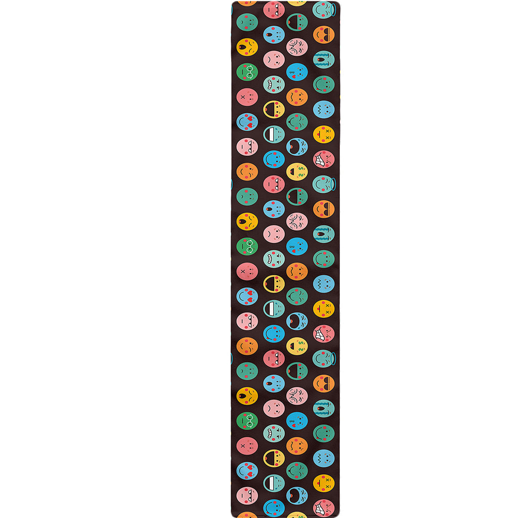 Colorful Emoji Faces Pattern Print Table Runner