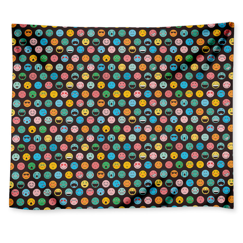 Colorful Emoji Faces Pattern Print Tapestry