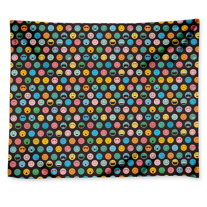 Colorful Emoji Faces Pattern Print Tapestry