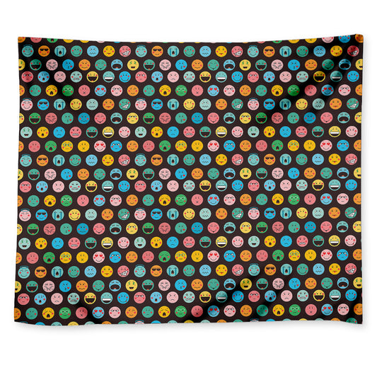 Colorful Emoji Faces Pattern Print Tapestry
