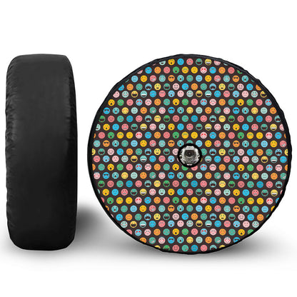 Colorful Emoji Faces Pattern Print Tire Cover With Camera Hole