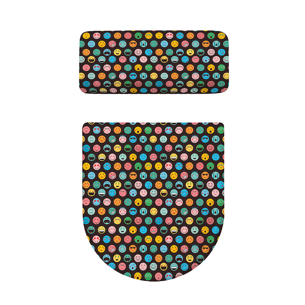Colorful Emoji Faces Pattern Print Toilet Lid And Tank Cover Set