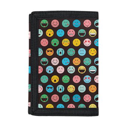Colorful Emoji Faces Pattern Print Trifold Wallet