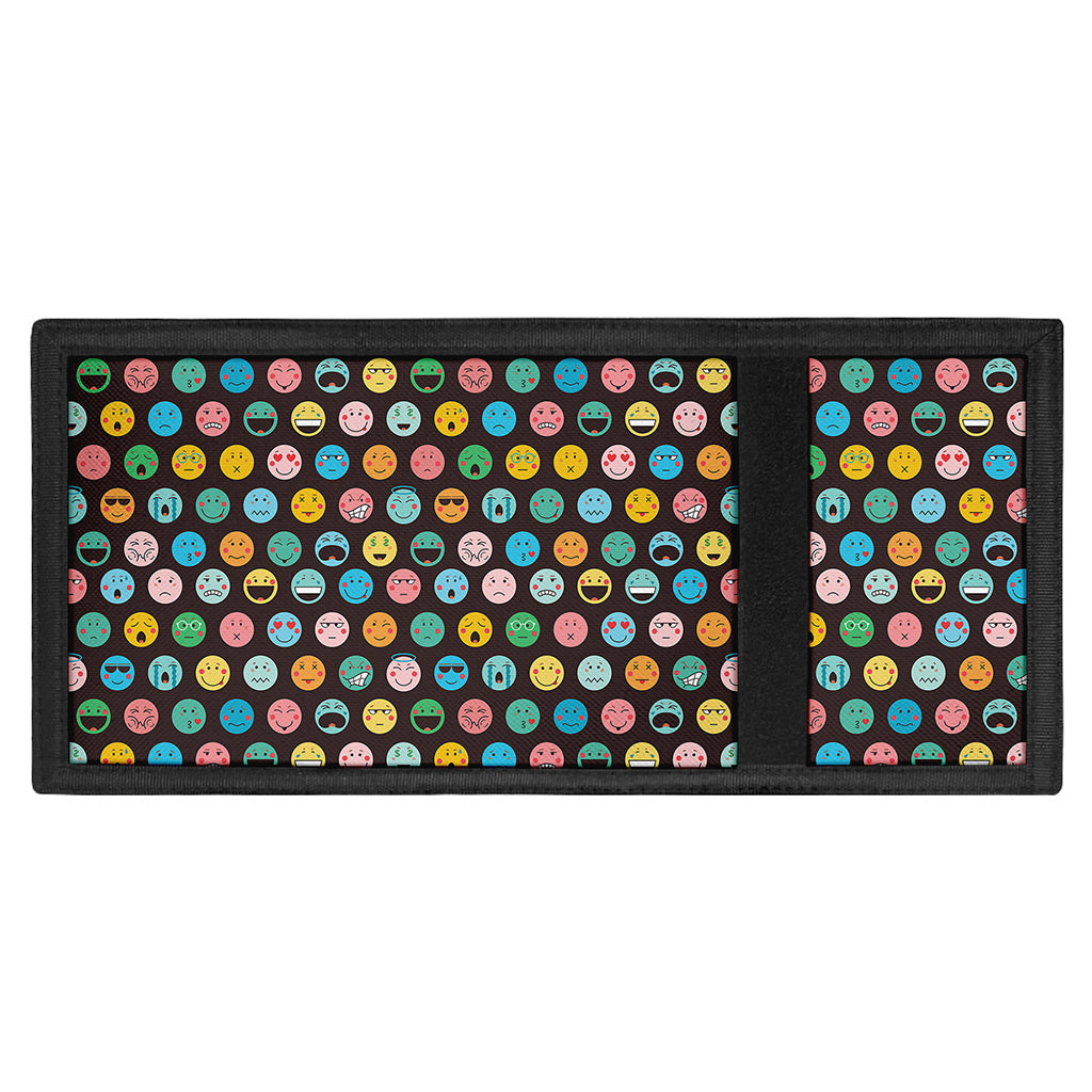 Colorful Emoji Faces Pattern Print Trifold Wallet