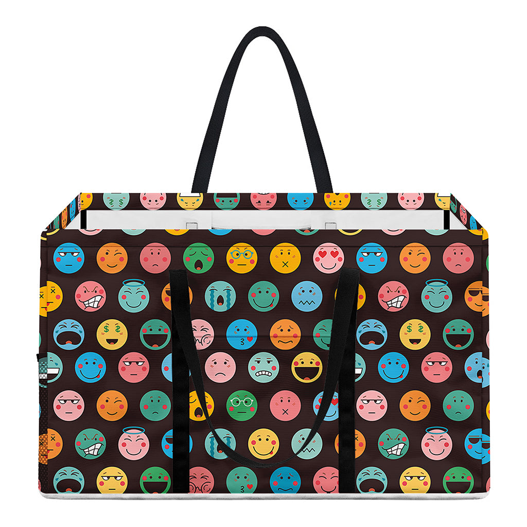 Colorful Emoji Faces Pattern Print Utility Tote Bag
