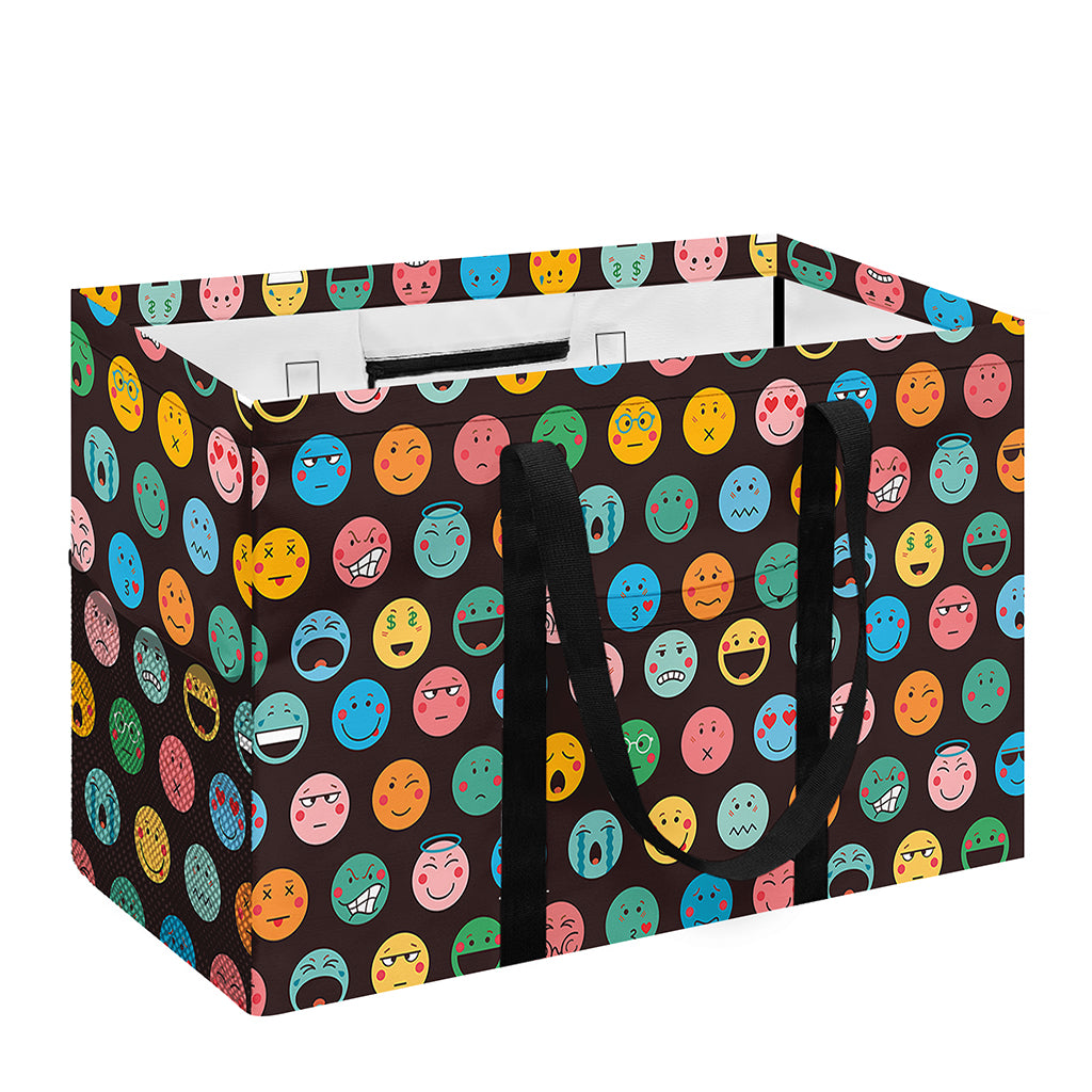 Colorful Emoji Faces Pattern Print Utility Tote Bag