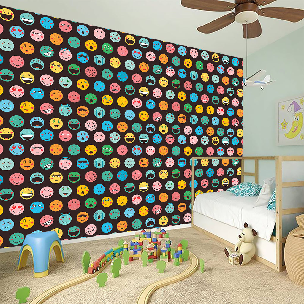 Colorful Emoji Faces Pattern Print Wall Sticker