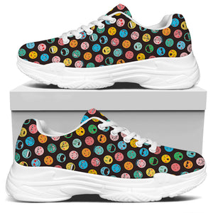 Colorful Emoji Faces Pattern Print White Chunky Shoes