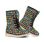 Colorful Emoji Faces Pattern Print Winter Boots