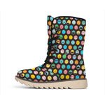 Colorful Emoji Faces Pattern Print Winter Boots
