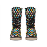 Colorful Emoji Faces Pattern Print Winter Boots