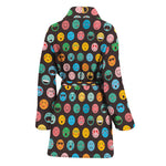 Colorful Emoji Faces Pattern Print Women's Bathrobe