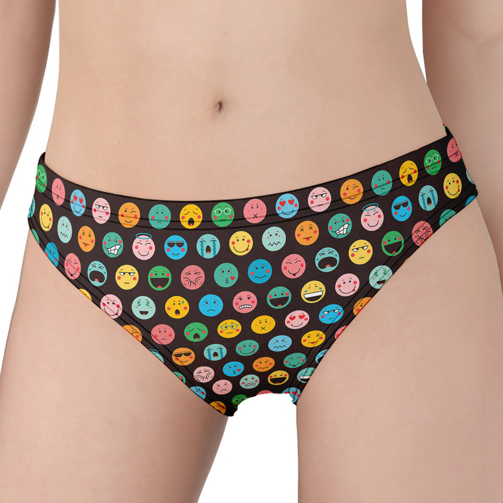 Colorful Emoji Faces Pattern Print Women's Panties