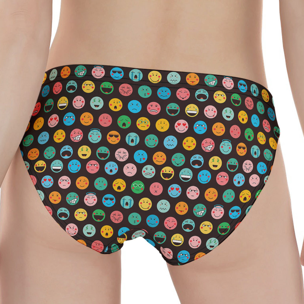 Colorful Emoji Faces Pattern Print Women's Panties