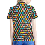 Colorful Emoji Faces Pattern Print Women's Polo Shirt