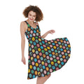 Colorful Emoji Faces Pattern Print Sleeveless Knee Length Dress