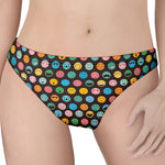 Colorful Emoji Faces Pattern Print Women's Thong