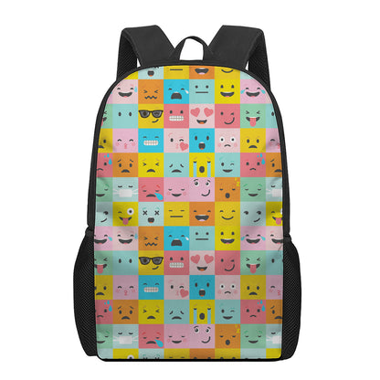 Colorful Emoji Pattern Print 17 Inch Backpack