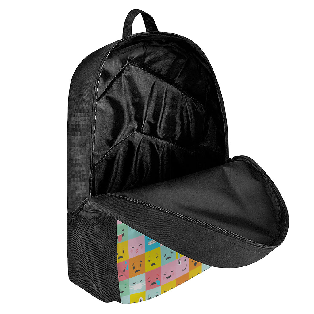 Colorful Emoji Pattern Print 17 Inch Backpack