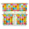 Colorful Emoji Pattern Print 3 Piece Kitchen Curtains