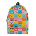 Colorful Emoji Pattern Print School Backpack