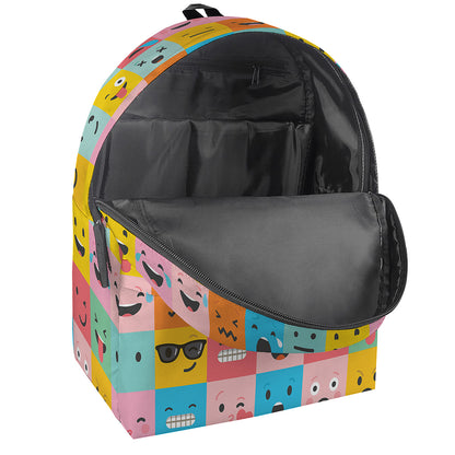 Colorful Emoji Pattern Print Backpack