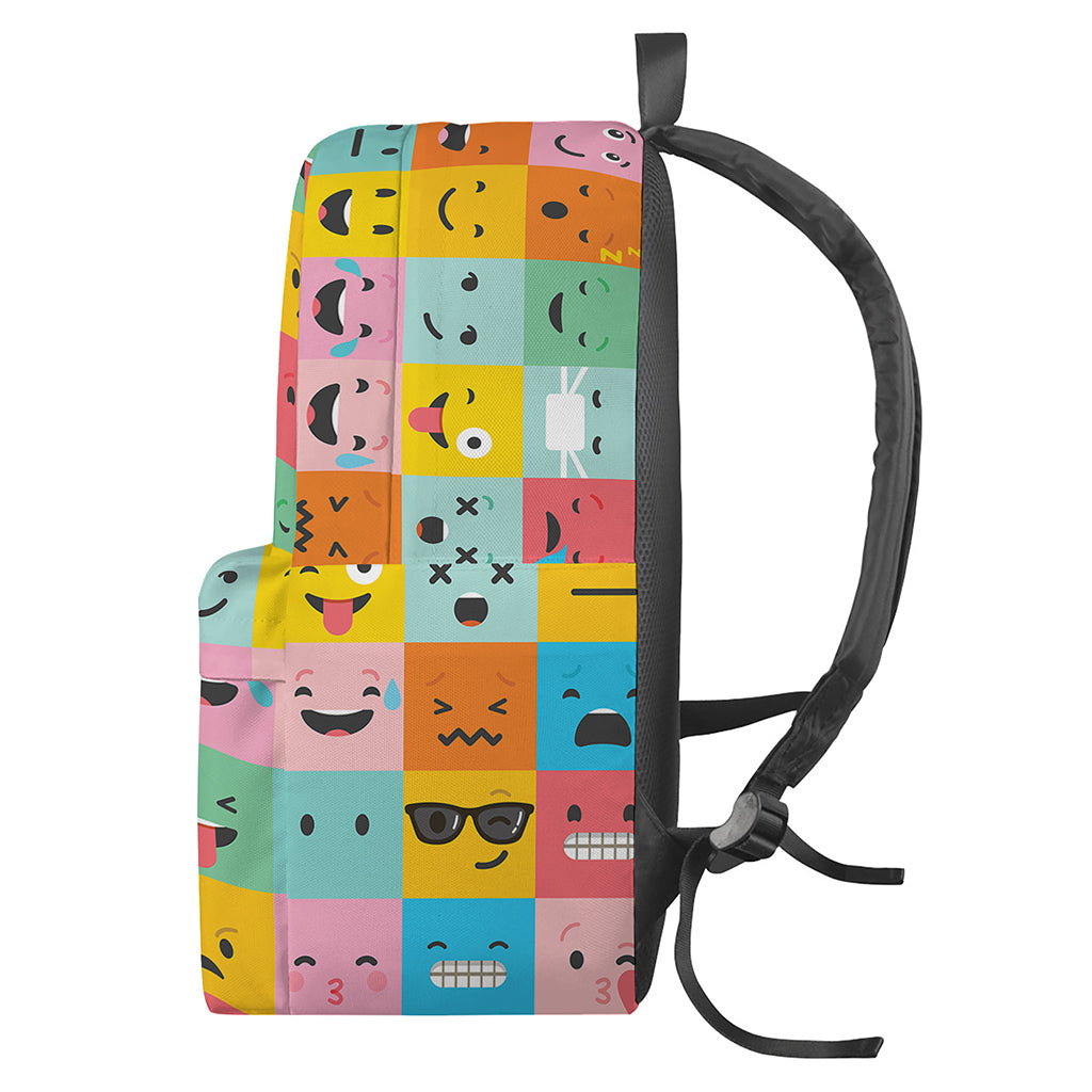 Colorful Emoji Pattern Print Backpack