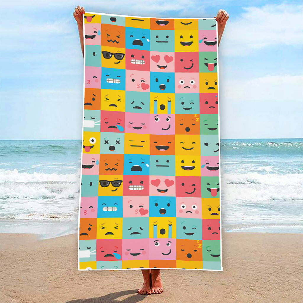 Colorful Emoji Pattern Print Beach Towel