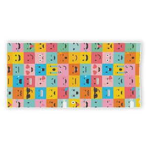 Colorful Emoji Pattern Print Beach Towel