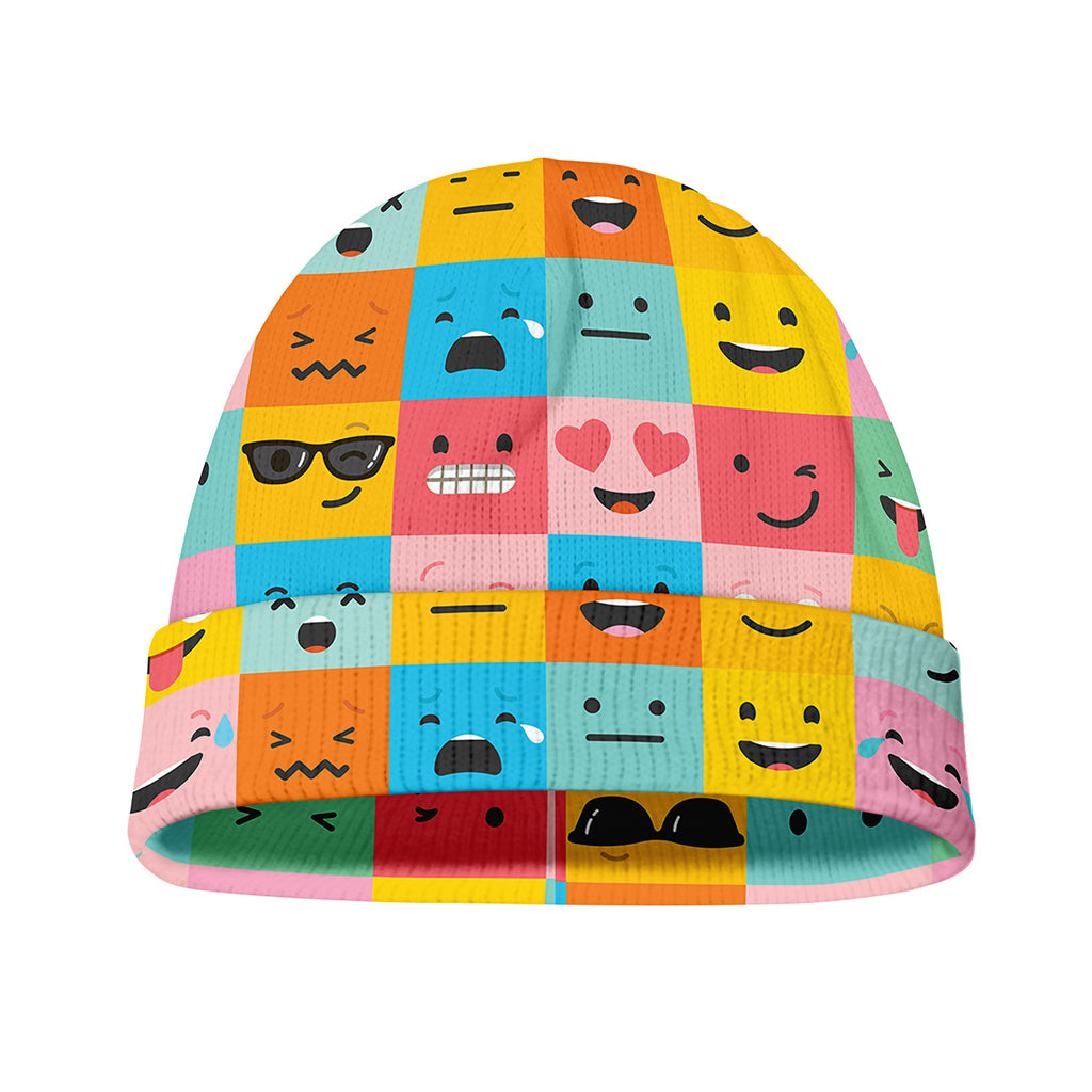 Colorful Emoji Pattern Print Beanie