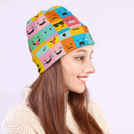 Colorful Emoji Pattern Print Beanie