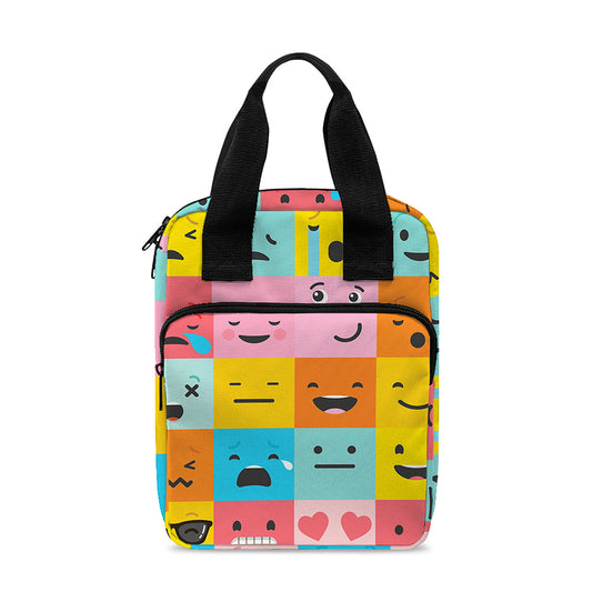 Colorful Emoji Pattern Print Bible Tote Bag