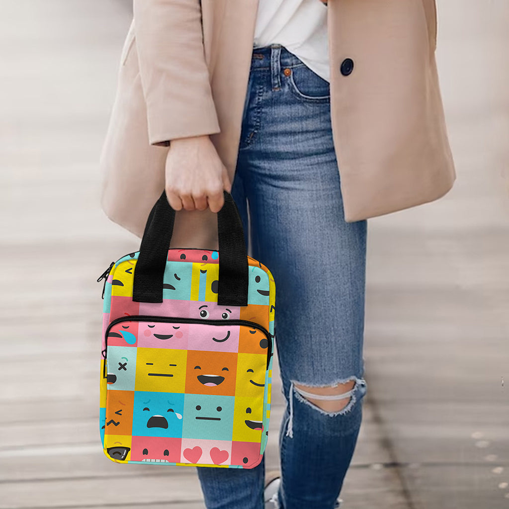 Colorful Emoji Pattern Print Bible Tote Bag