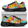 Colorful Emoji Pattern Print Black Chunky Shoes