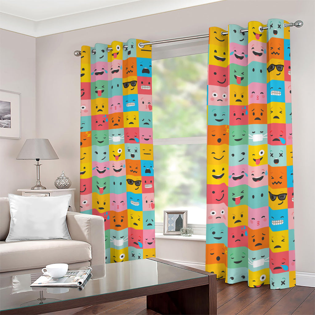 Colorful Emoji Pattern Print Blackout Grommet Curtains