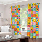 Colorful Emoji Pattern Print Blackout Grommet Curtains