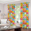 Colorful Emoji Pattern Print Blackout Grommet Curtains