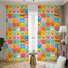 Colorful Emoji Pattern Print Blackout Pencil Pleat Curtains