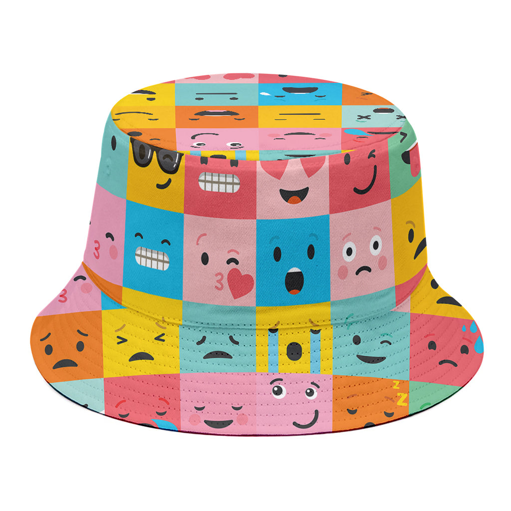 Colorful Emoji Pattern Print Bucket Hat