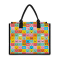 Colorful Emoji Pattern Print Canvas Tote Bag