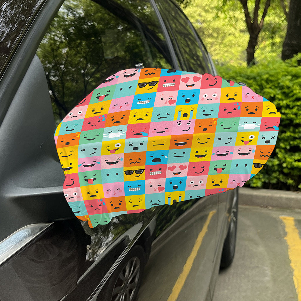 Colorful Emoji Pattern Print Car Side Mirror Covers