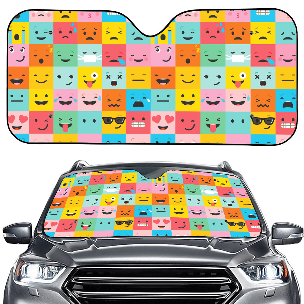 Colorful Emoji Pattern Print Car Windshield Sun Shade