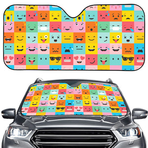 Colorful Emoji Pattern Print Car Windshield Sun Shade