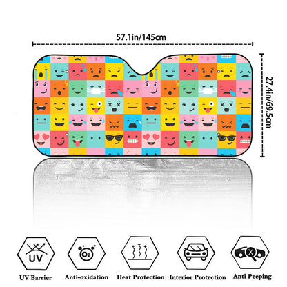 Colorful Emoji Pattern Print Car Windshield Sun Shade